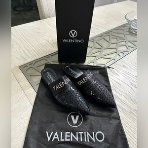 Valentino Black Logo Mules
